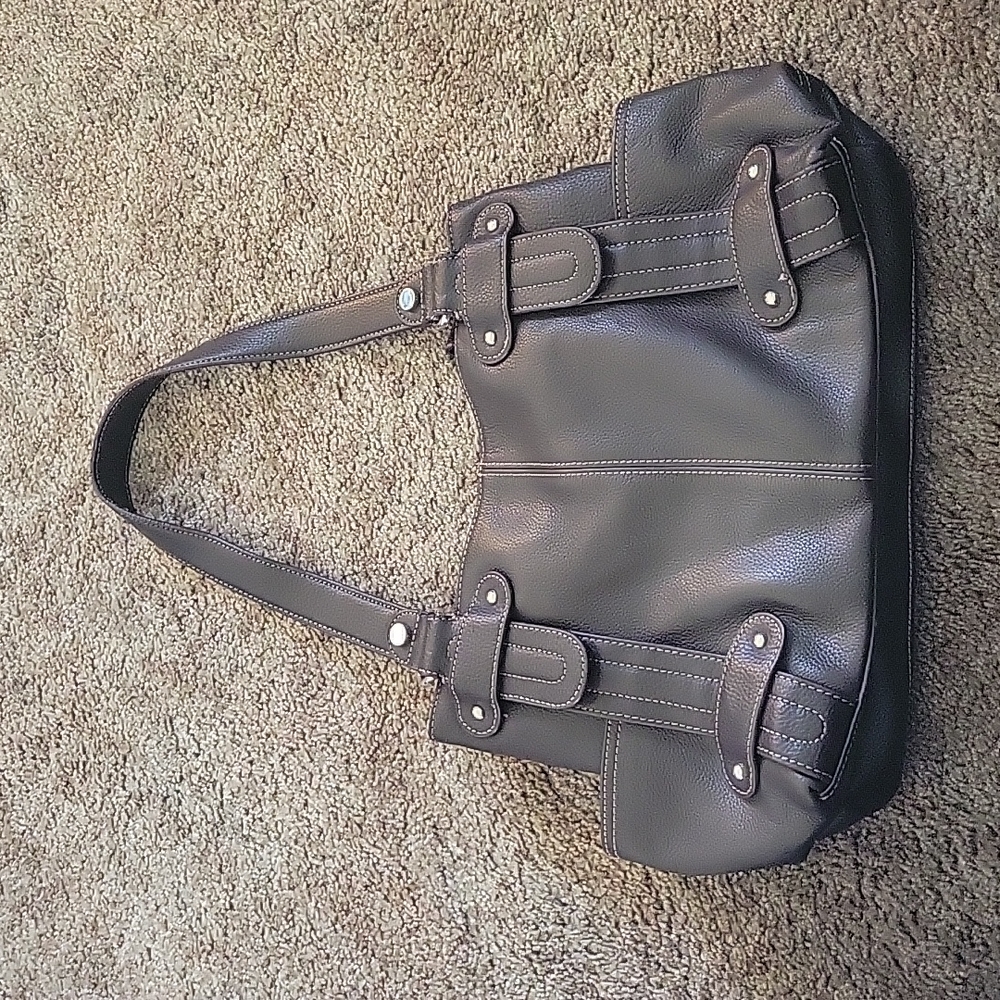 Chocolate brown leather Tignanello handbag